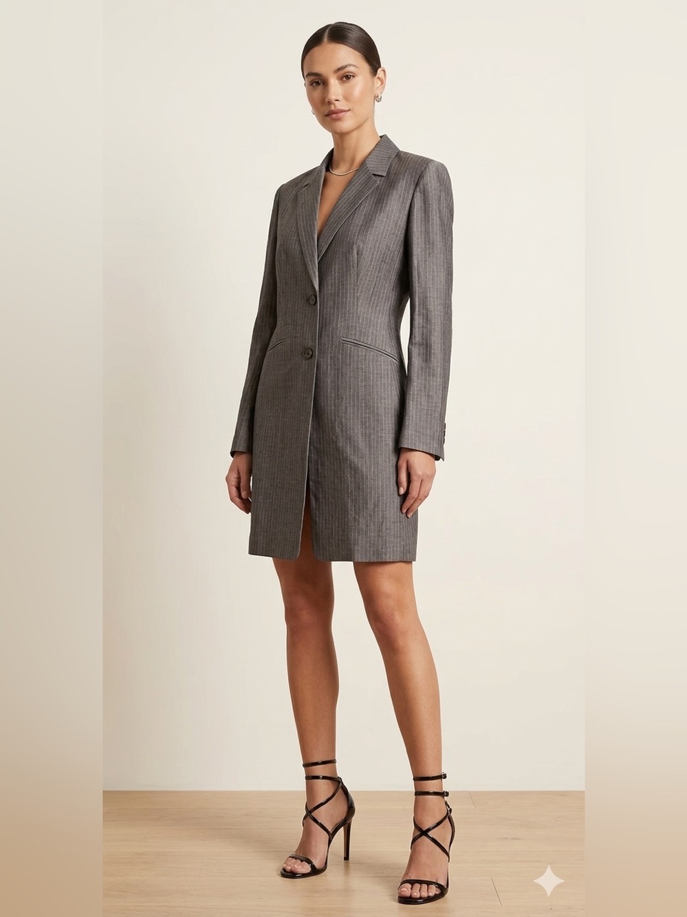 Marks & Spencer St. Michael Oversize Long Pinstripe Blazer | 90s Blazer Dress